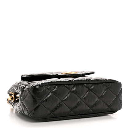Chanel Shiny Crumpled Calfskin Quilted Small Wavy CC Hobo Black 4 of 11