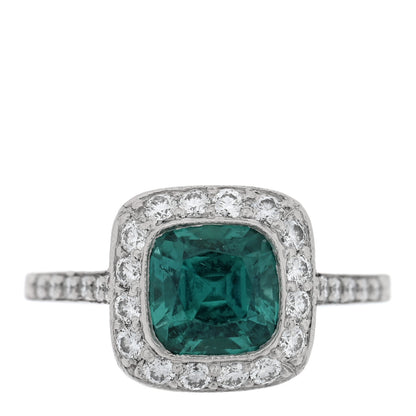 Tiffany Platinum Diamond Green Tourmaline Legacy Ring 46 3.75 1 of 7