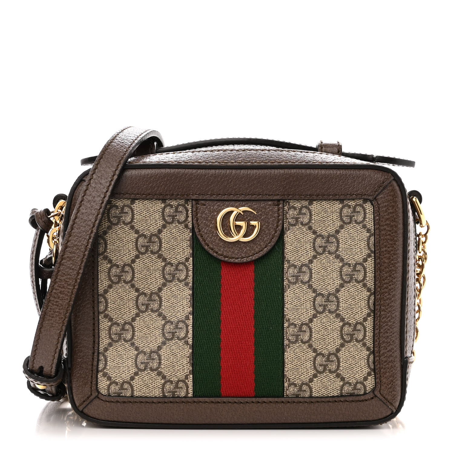 Gucci GG Supreme Monogram Mini Ophidia Top Handle Shoulder Bag Brown 1 of 14