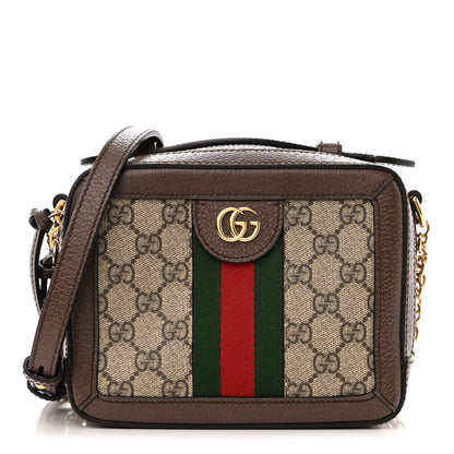 Gucci GG Supreme Monogram Mini Ophidia Top Handle Shoulder Bag Brown 1 of 14
