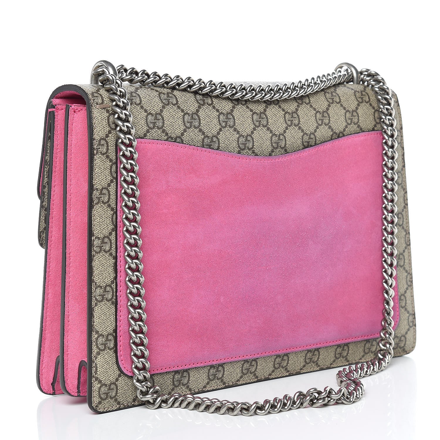 Gucci GG Supreme Monogram Suede Pierced Heart Embroidered Medium Dionysus Shoulder Bag Beige Ebony Pink Tropical Flower 3 of 20
