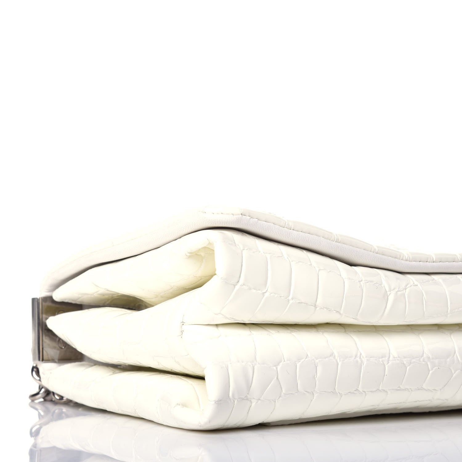 Versace Croc Stamped Patent Palazzo Sultan Shoulder Bag White 7 of 8