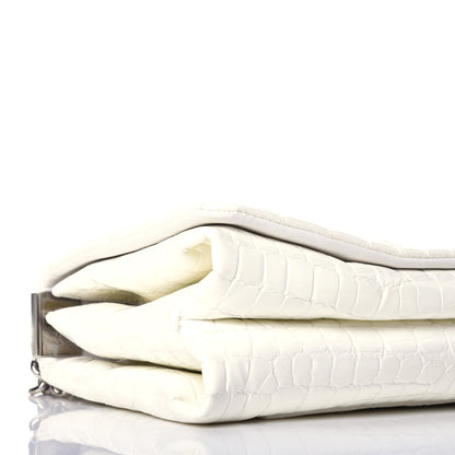 Versace Croc Stamped Patent Palazzo Sultan Shoulder Bag White 7 of 8