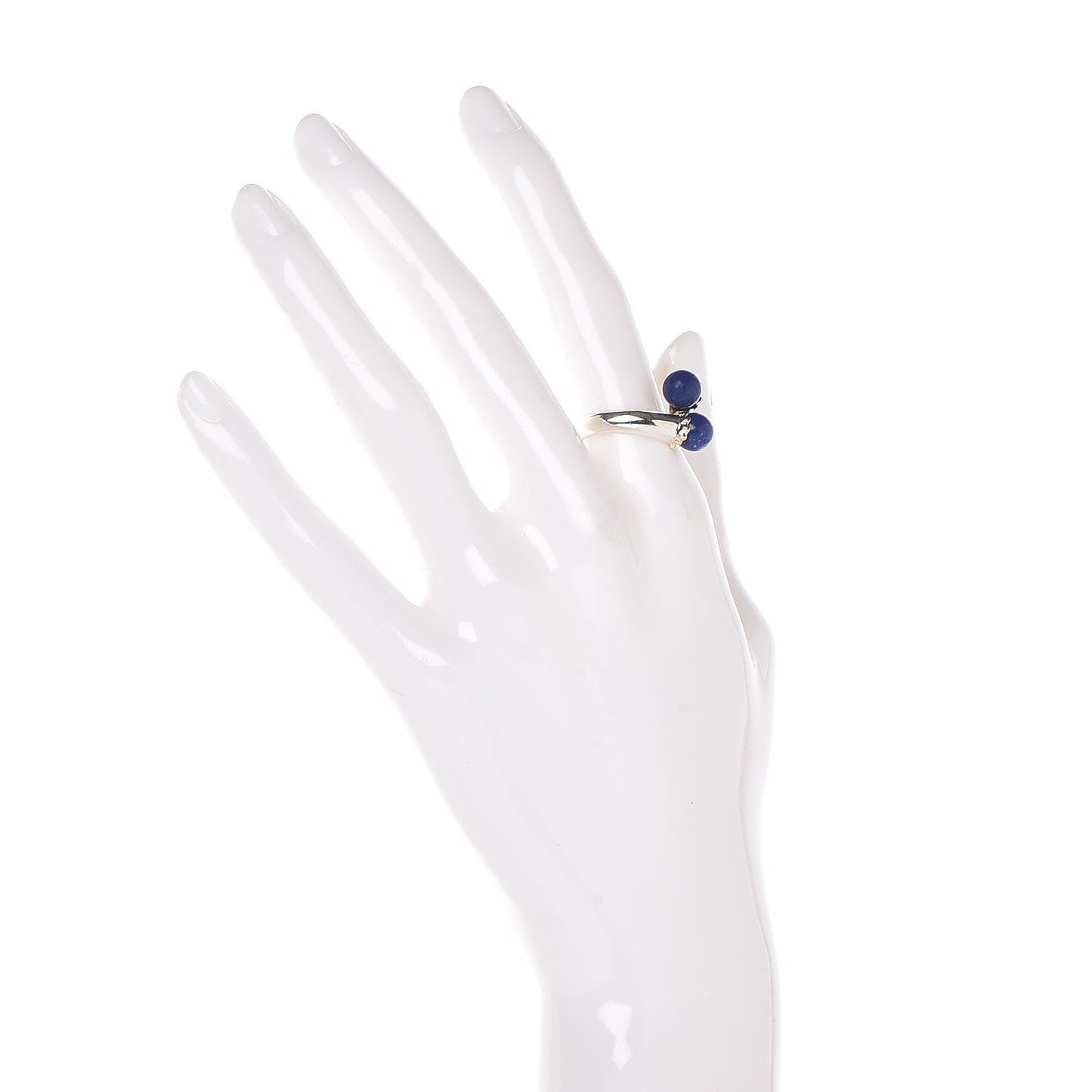Sterling Silver 18K Yellow Gold Lapis Bypass Ring 54 7