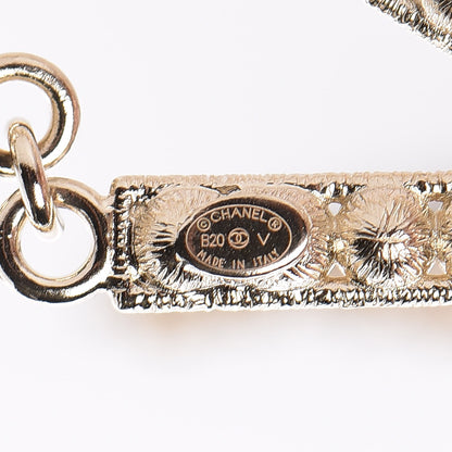 Chanel Crystal Cha-Nel Logo Drop Earrings Gold 4 of 5