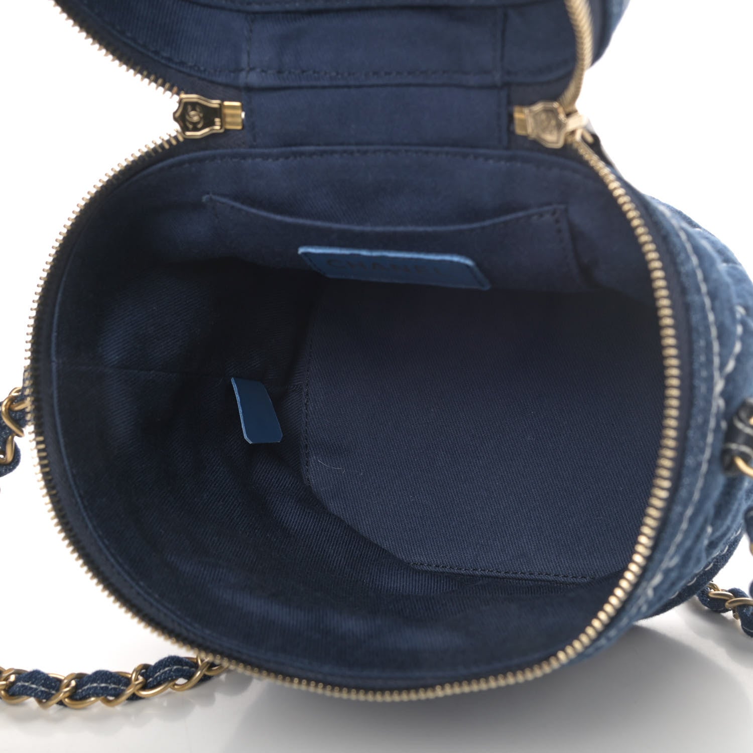 Chanel Denim Quilted Denim Trip Vanity Cosmetic Case Blue 4 of 4