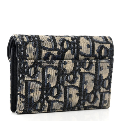 Christian Dior Oblique Saddle Card Holder Blue 3 of 9