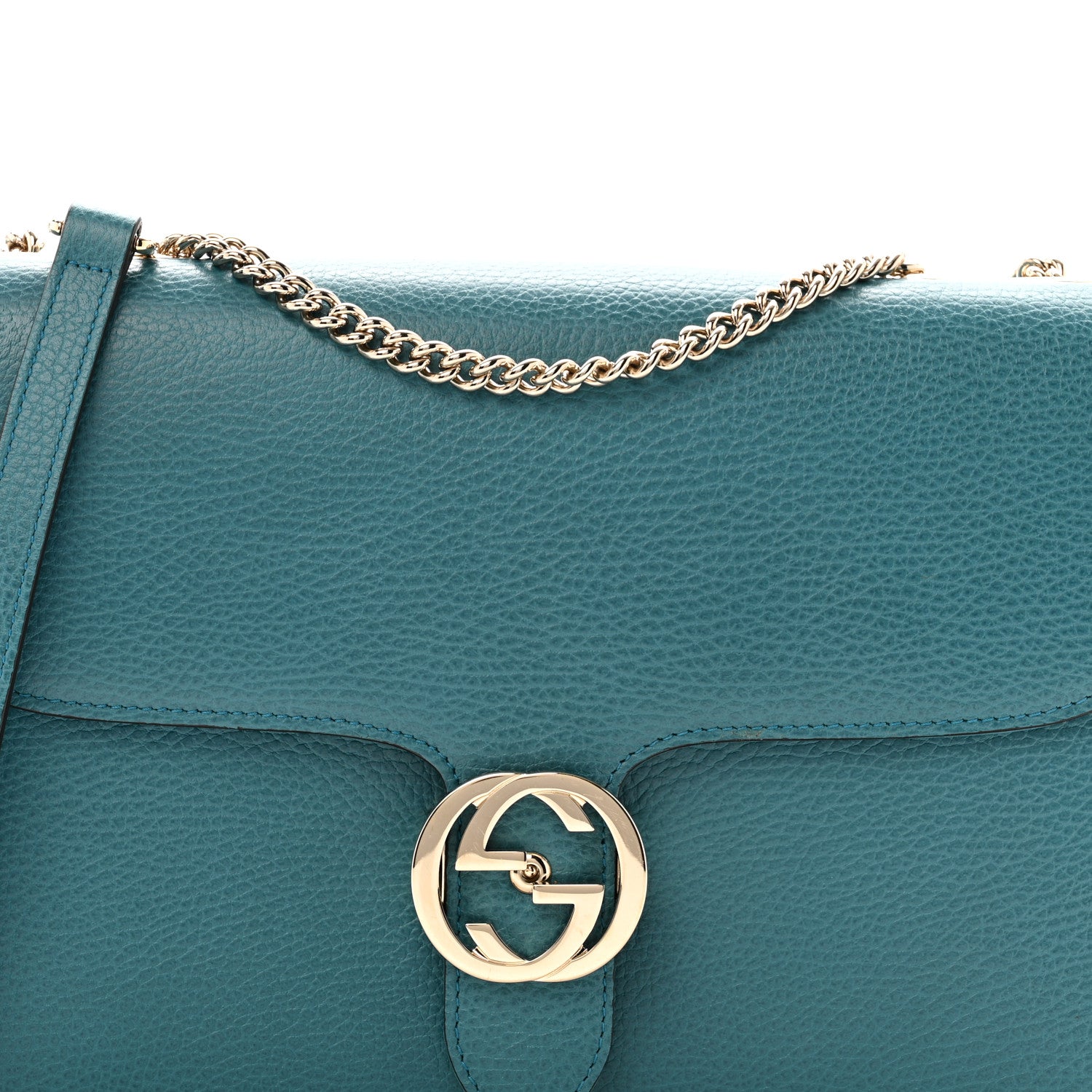 Gucci Dollar Calfskin Interlocking G Shoulder Bag Deep Cobalt 9 of 16