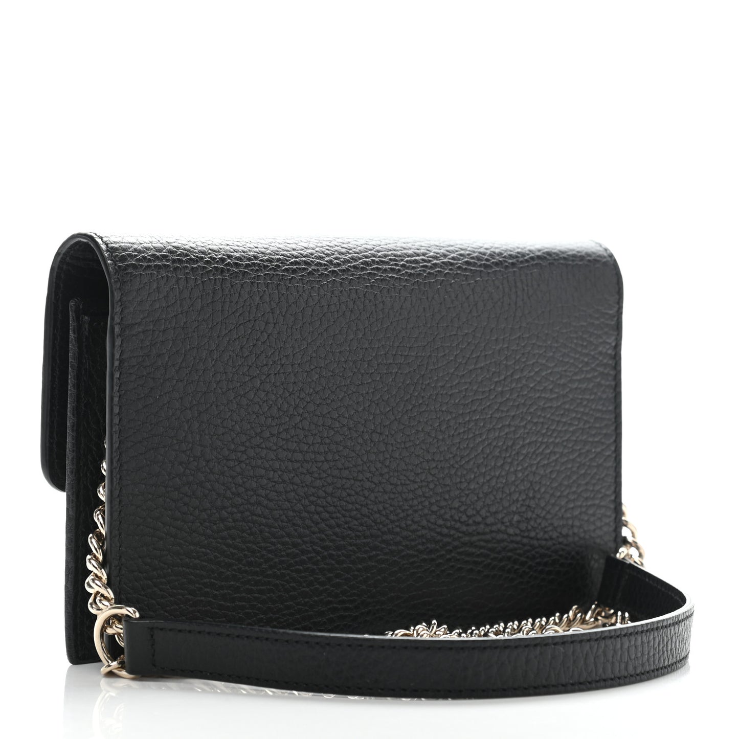 Dollar Calfskin Interlocking G Chain Wallet Black