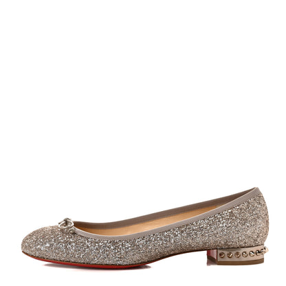 Christian Louboutin Glitter La Massine Flat 41.5 Perle 1 of 8