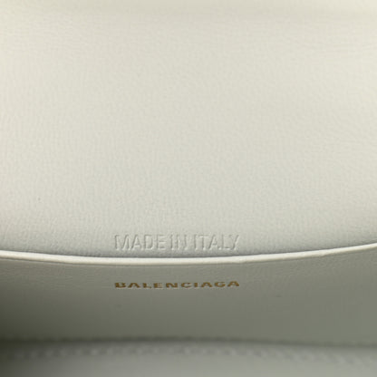 Balenciaga Shiny Calfskin Crocodile Embossed Hourglass Top Handle Bag Mini with Chain White 7 of 11