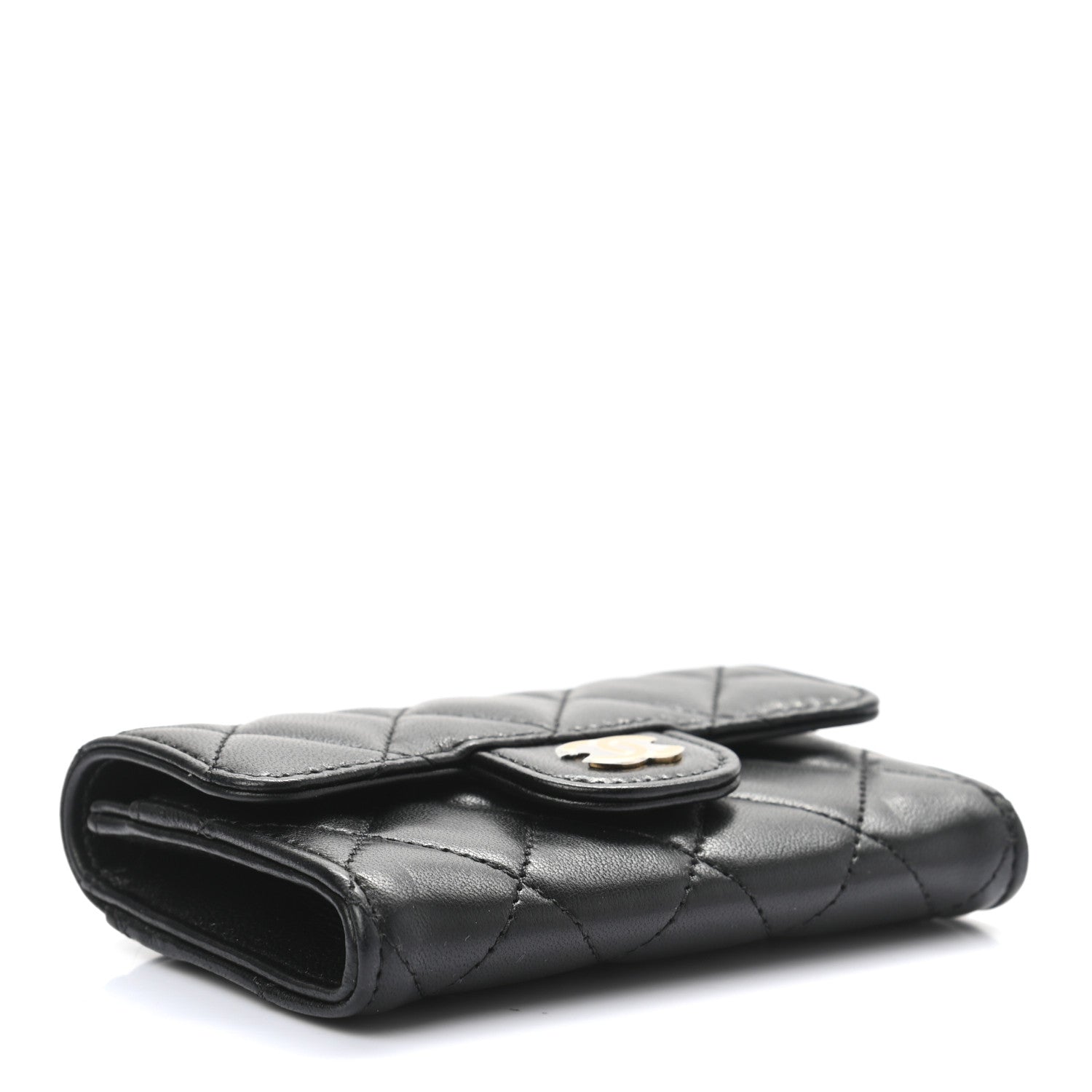 Chanel Lambskin Quilted Flap Card Holder Wallet Black 4 of 9