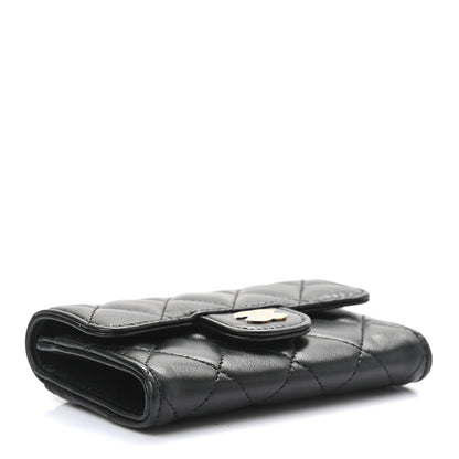 Chanel Lambskin Quilted Flap Card Holder Wallet Black 4 of 9
