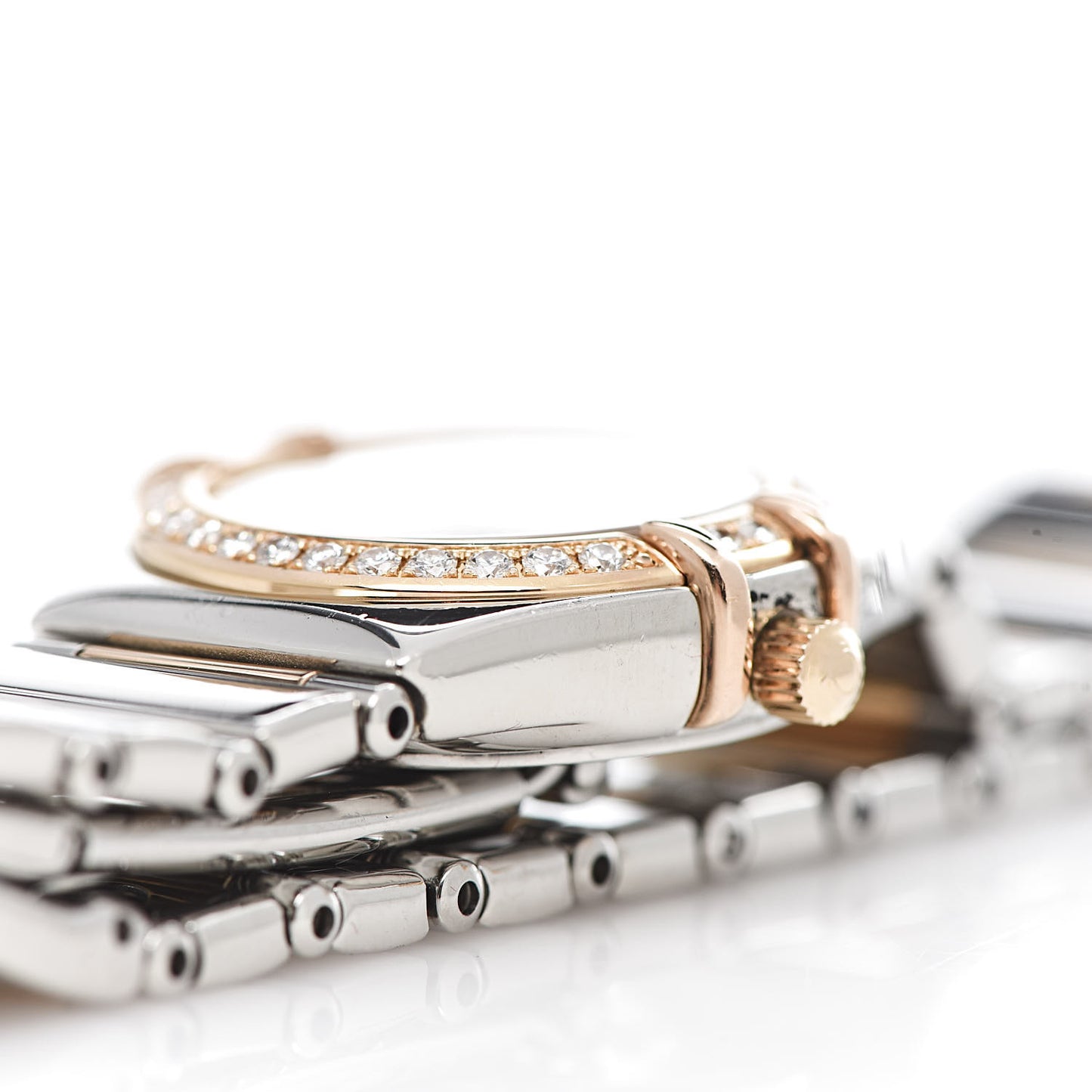Stainless Steel 18K Yellow Gold Diamond Bezel Pink Mother of Pearl 22mm Constellation My Choice Quartz Watch 1368.73.00