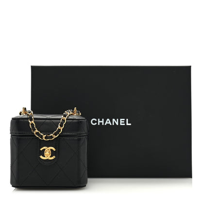 Chanel Lambskin Quilted Vanity Clutch With Chain Black 12 of 12