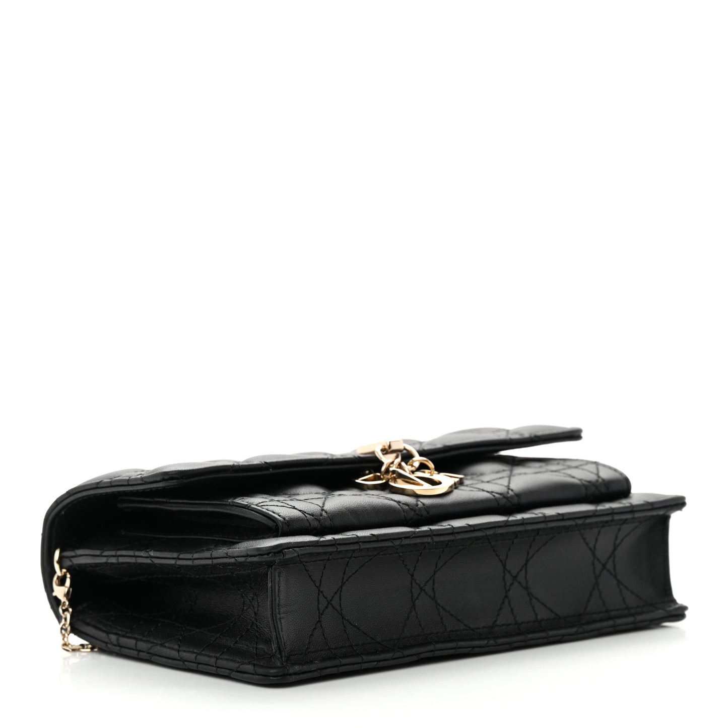 Lambskin Cannage Miss Dior Chain Pouch Black