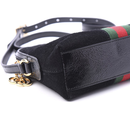 Gucci Suede Patent Web GG Small Ophidia Dome Shoulder Bag Black 6 of 10