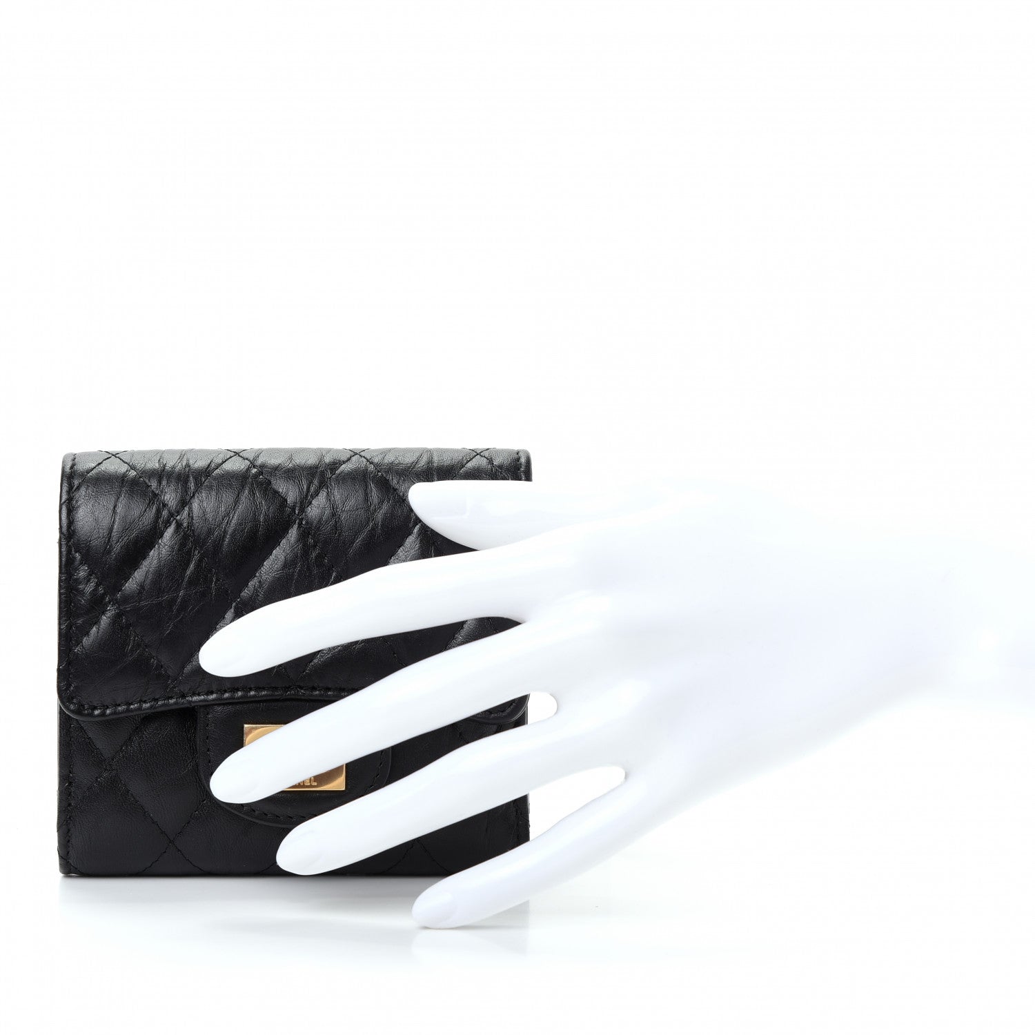 Chanel Aged Calfskin Quilted Reissue Compact Wallet Black 2 of 9