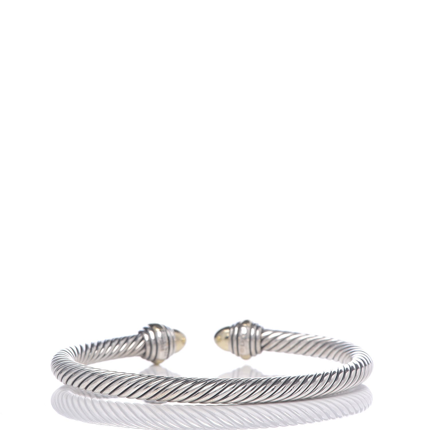 David Yurman Sterling Silver 14K Yellow Gold 5mm Cable Classics Dome Bracelet 3 of 7