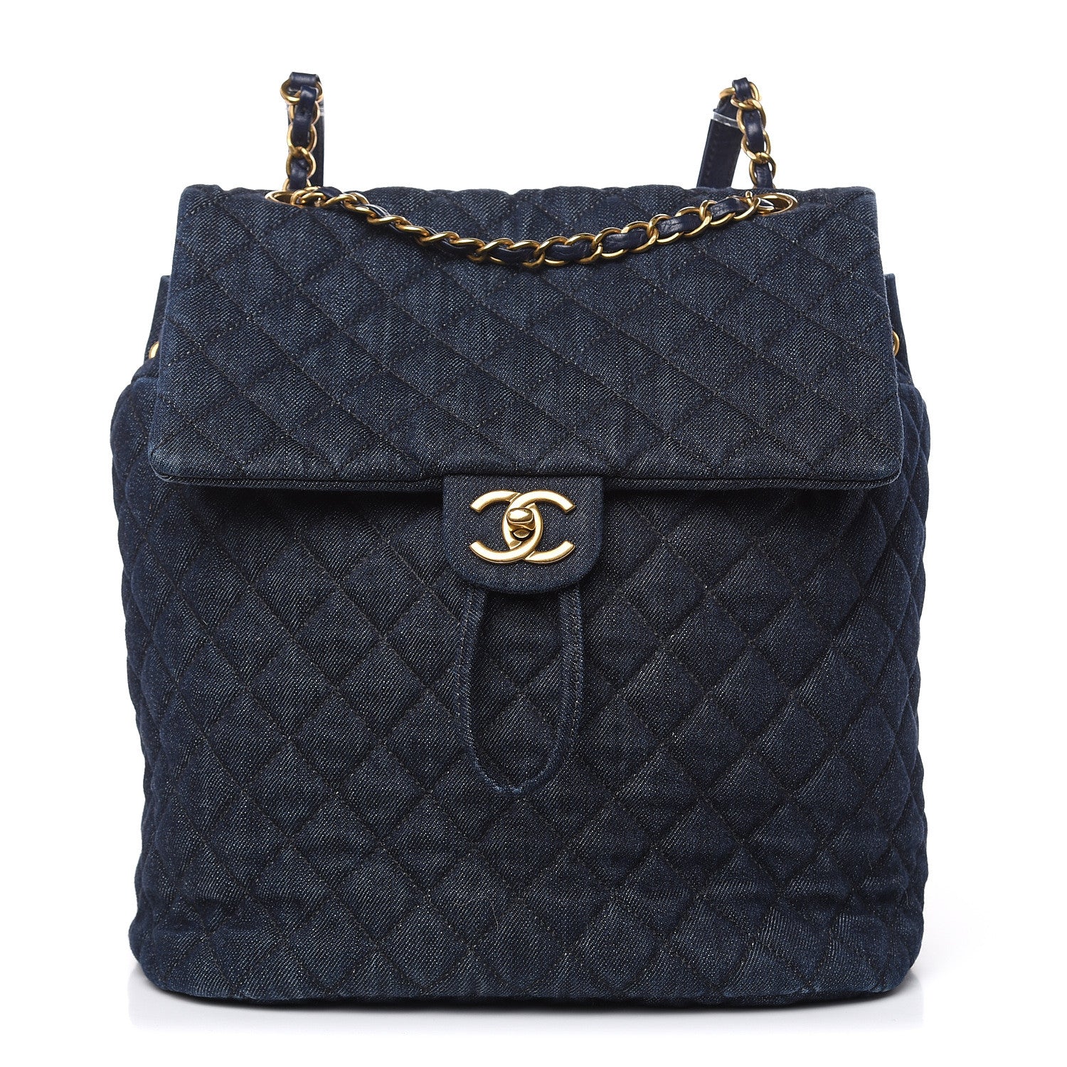 Chanel Washed Denim Quilted Large Urban Spirit Backpack Dark Blue 1 of 15