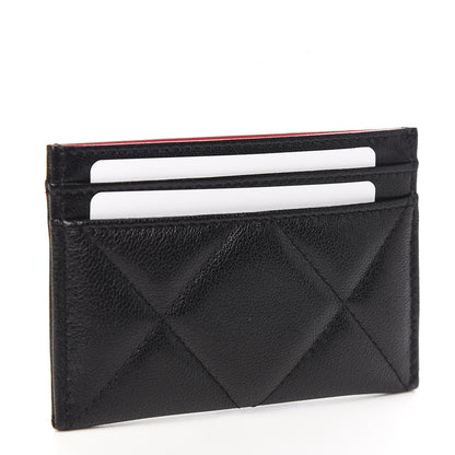 Chanel Shiny Goatskin Quilted Chanel 19 Card Holder Black 2 of 8