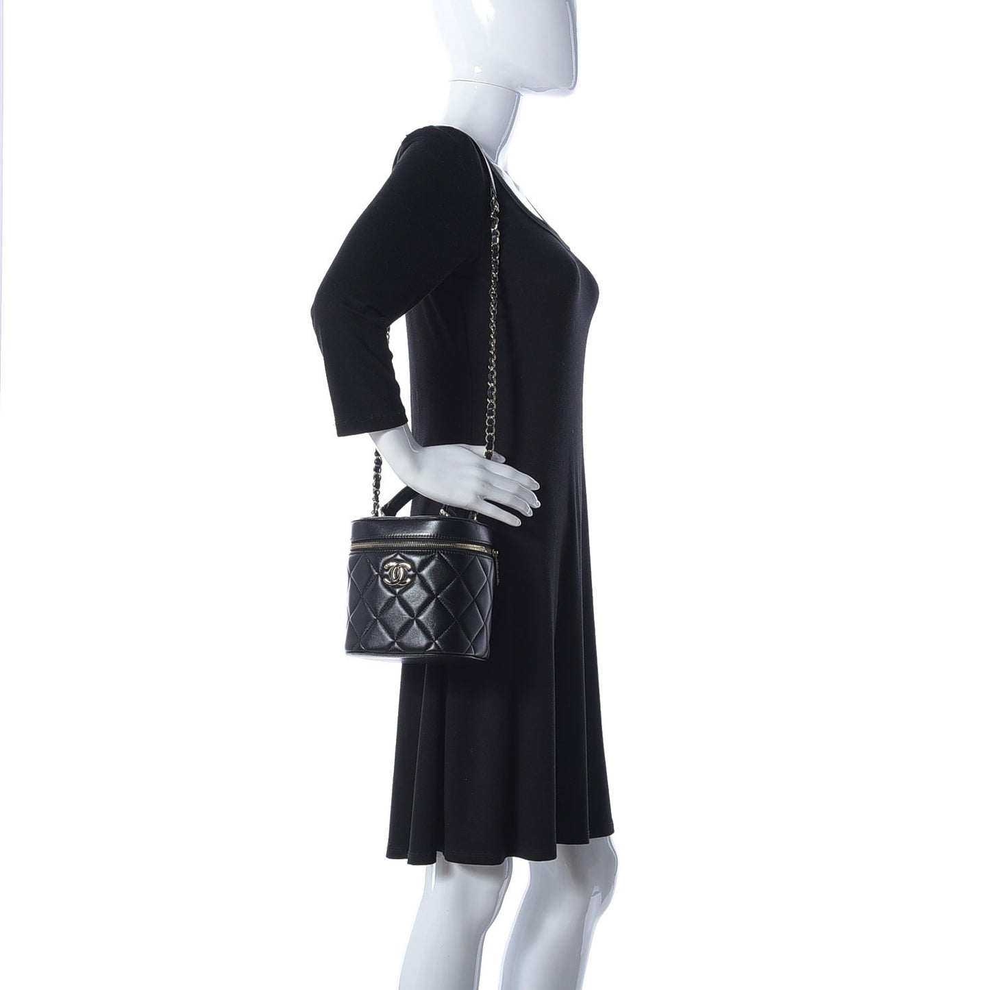Lambskin Quilted Trendy Vanity Case Black