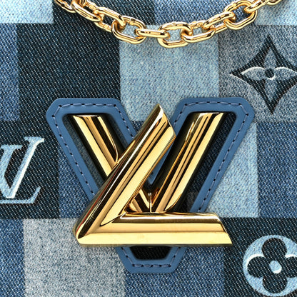 Louis Vuitton Denim Damier Monogram Twist Shoulder Bag MM Blue Rouge 8 of 10