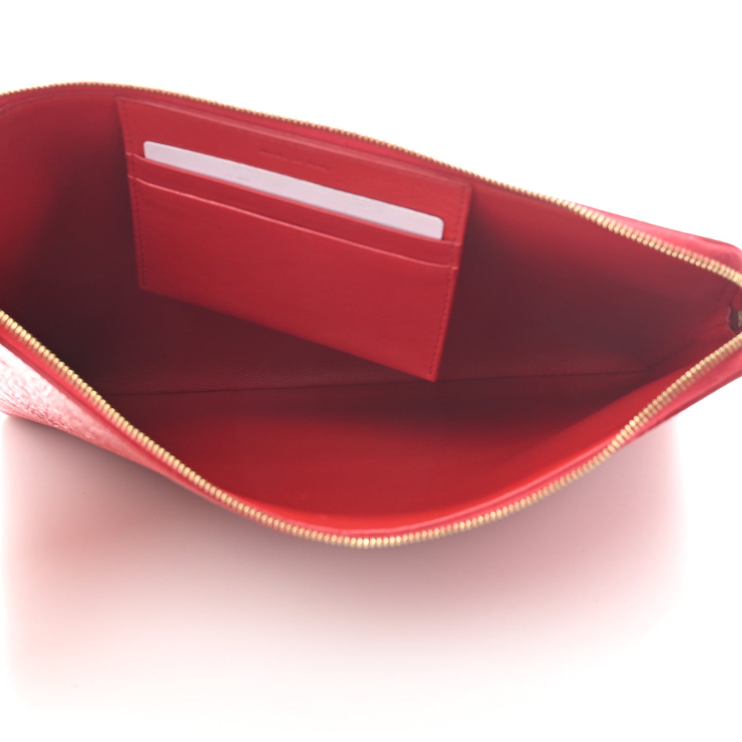 Laminated Lambskin Solo Clutch Pouch Red