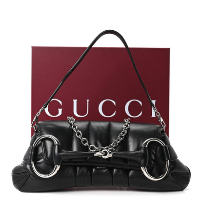 Gucci Nappa Vertical Matelasse Medium Maxi Horsebit Chain Shoulder Bag Black 11 of 11