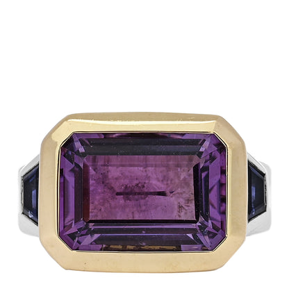 David Yurman Sterling Silver 18K Yellow Gold Amethyst Iolite Three Stone Novella Ring 52 6 1 of 6
