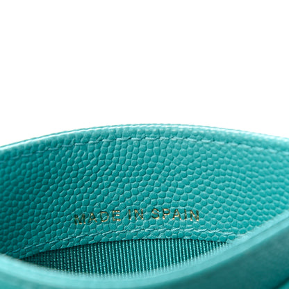 Chanel Caviar Quilted Card Holder Turquoise 7 of 9