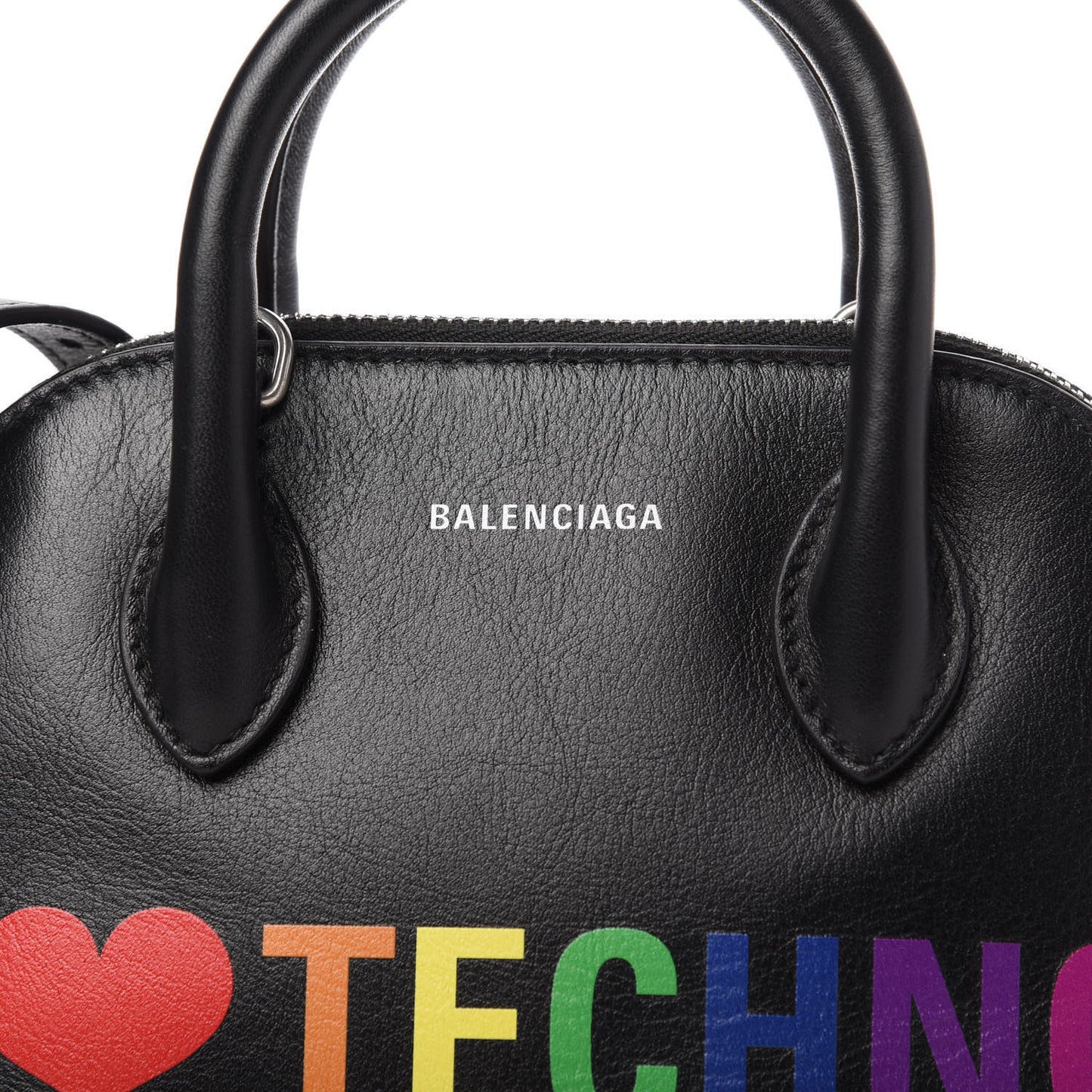 Calfskin I Love Techno XXS Ville Top Handle Bag Black Multicolor