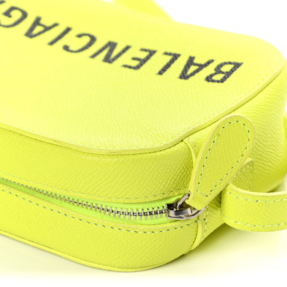 Balenciaga Signature Grained Calfskin Logo XS Ville Camera Bag Acid Green Black 10 of 11