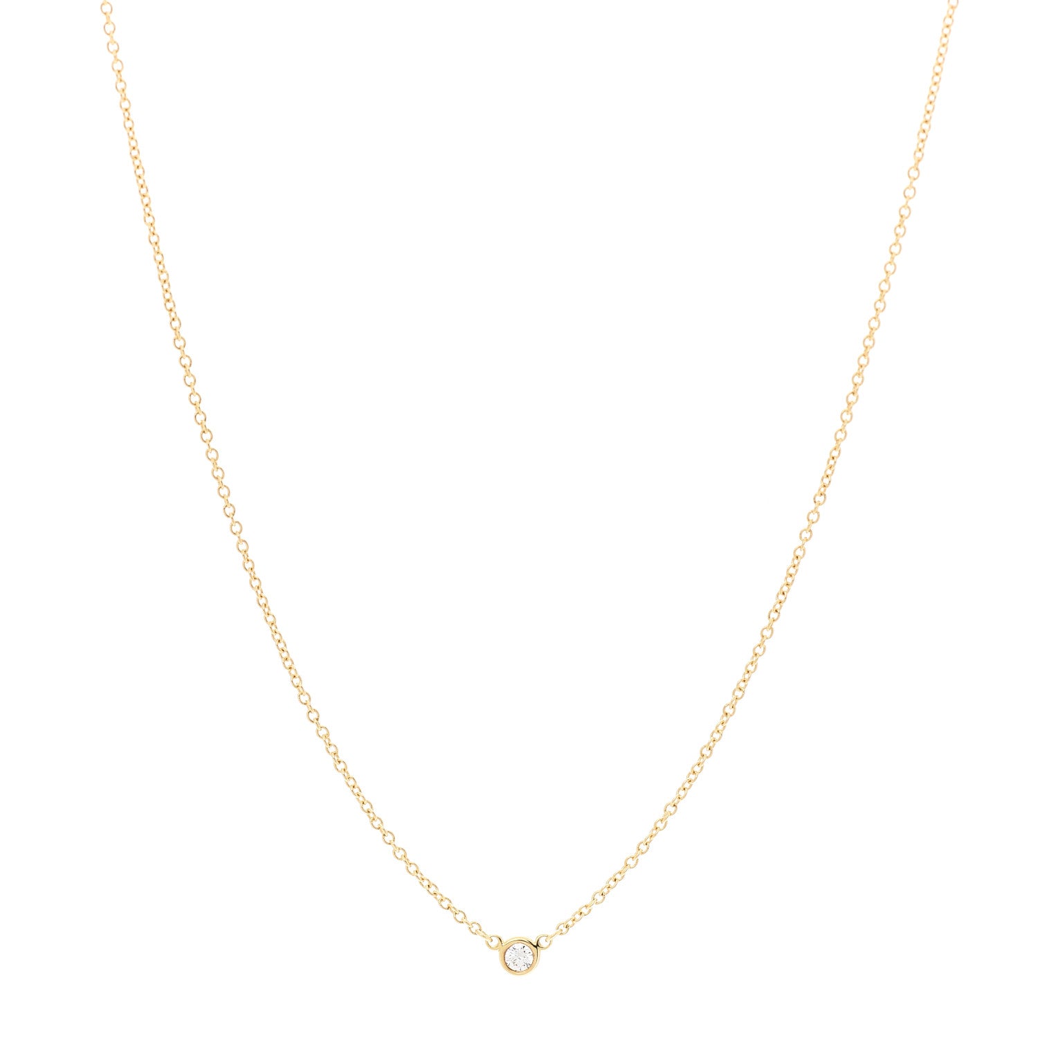 Tiffany 18K Yellow Gold Diamond .05ct Elsa Peretti Diamonds by the Yard Pendant Necklace 1 of 5