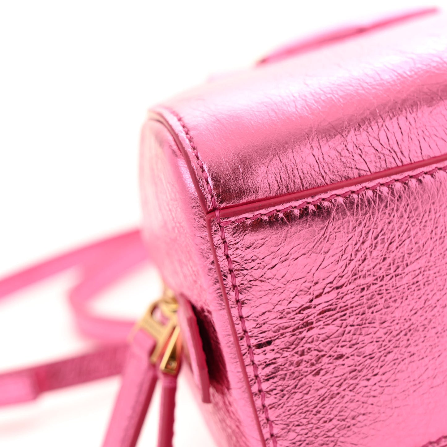 Laminated Lambskin Micro Antigona Cube Bag Raspberry