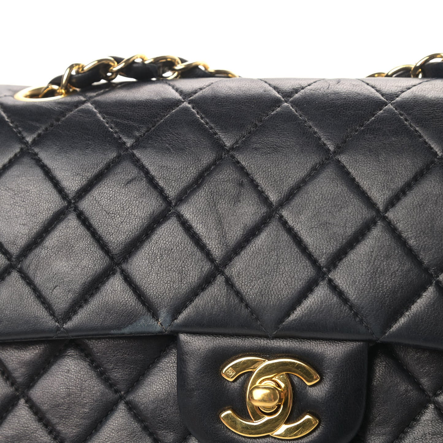Lambskin Quilted Small Double Flap Black