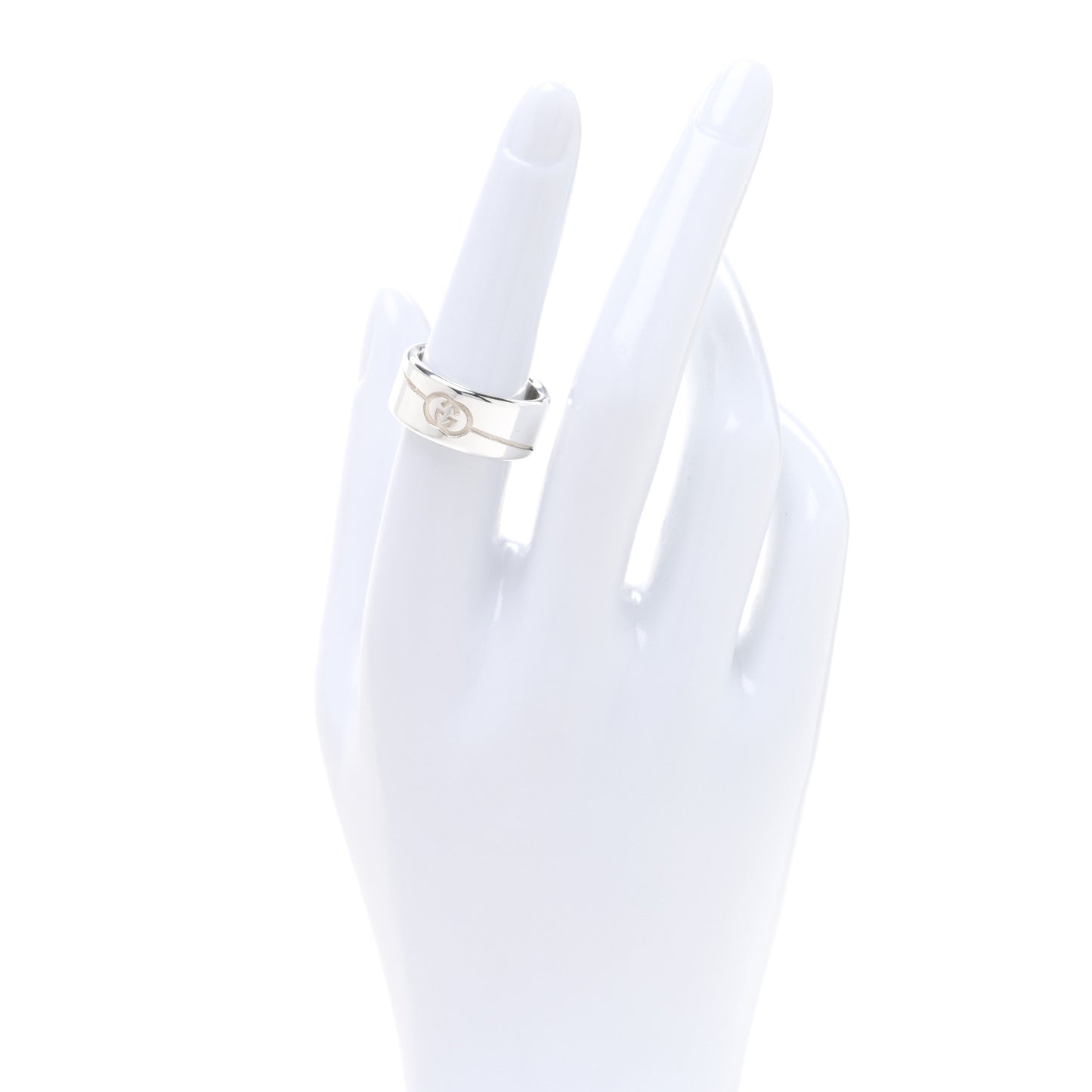 Sterling Silver Diagonal Interlocking G Ring 54 6.75