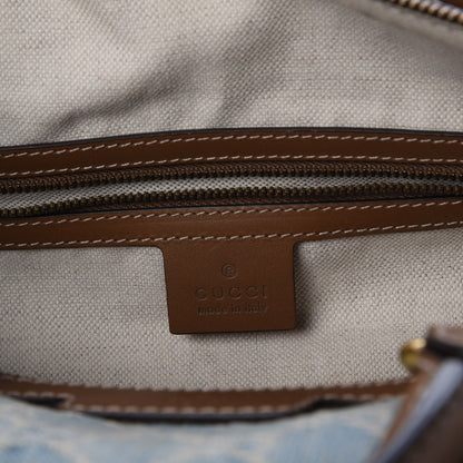 Gucci Denim Monogram Vintage Web Medium Boston Blue 6 of 7