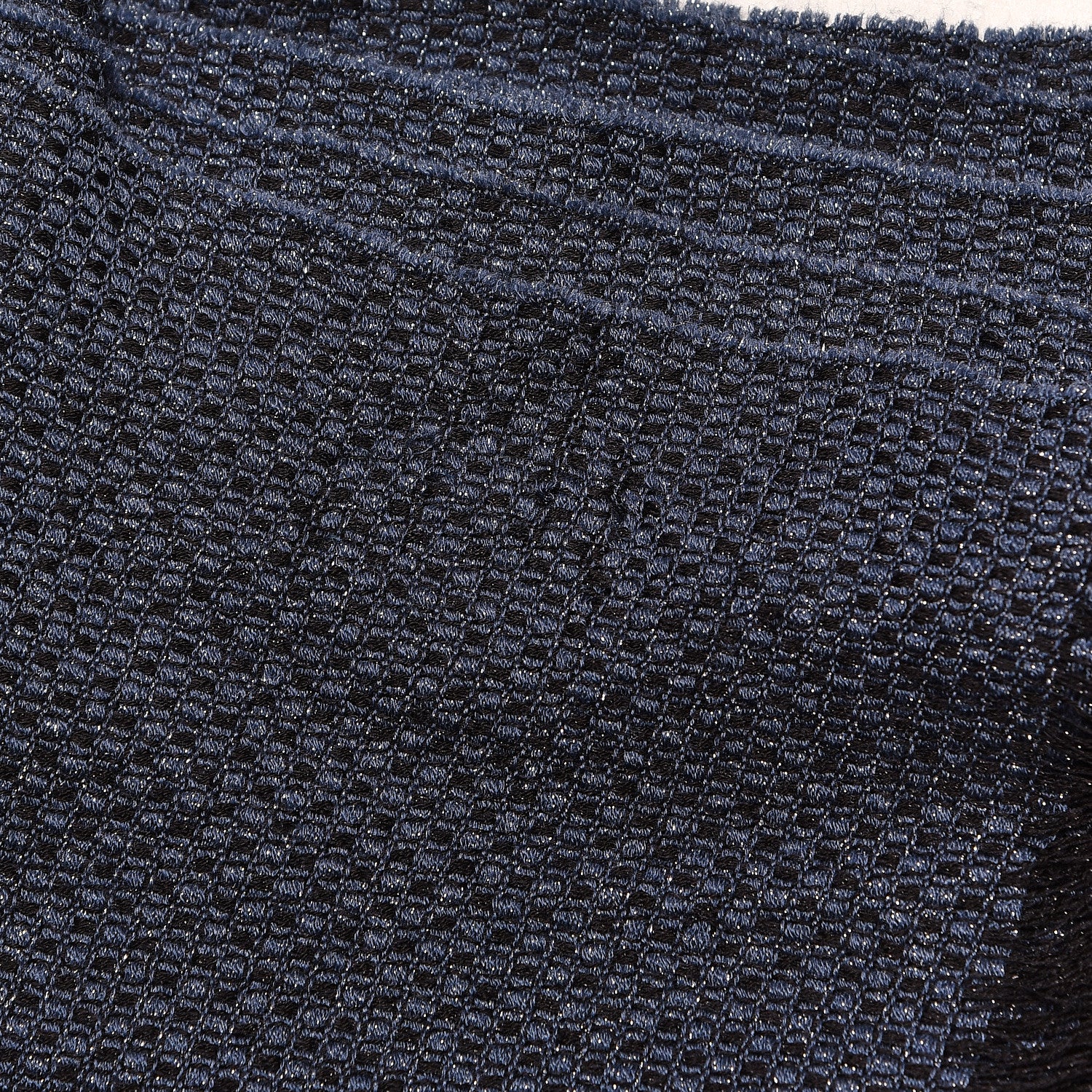 Chanel Cashmere Silk CC Fringe Scarf Blue 7 of 8