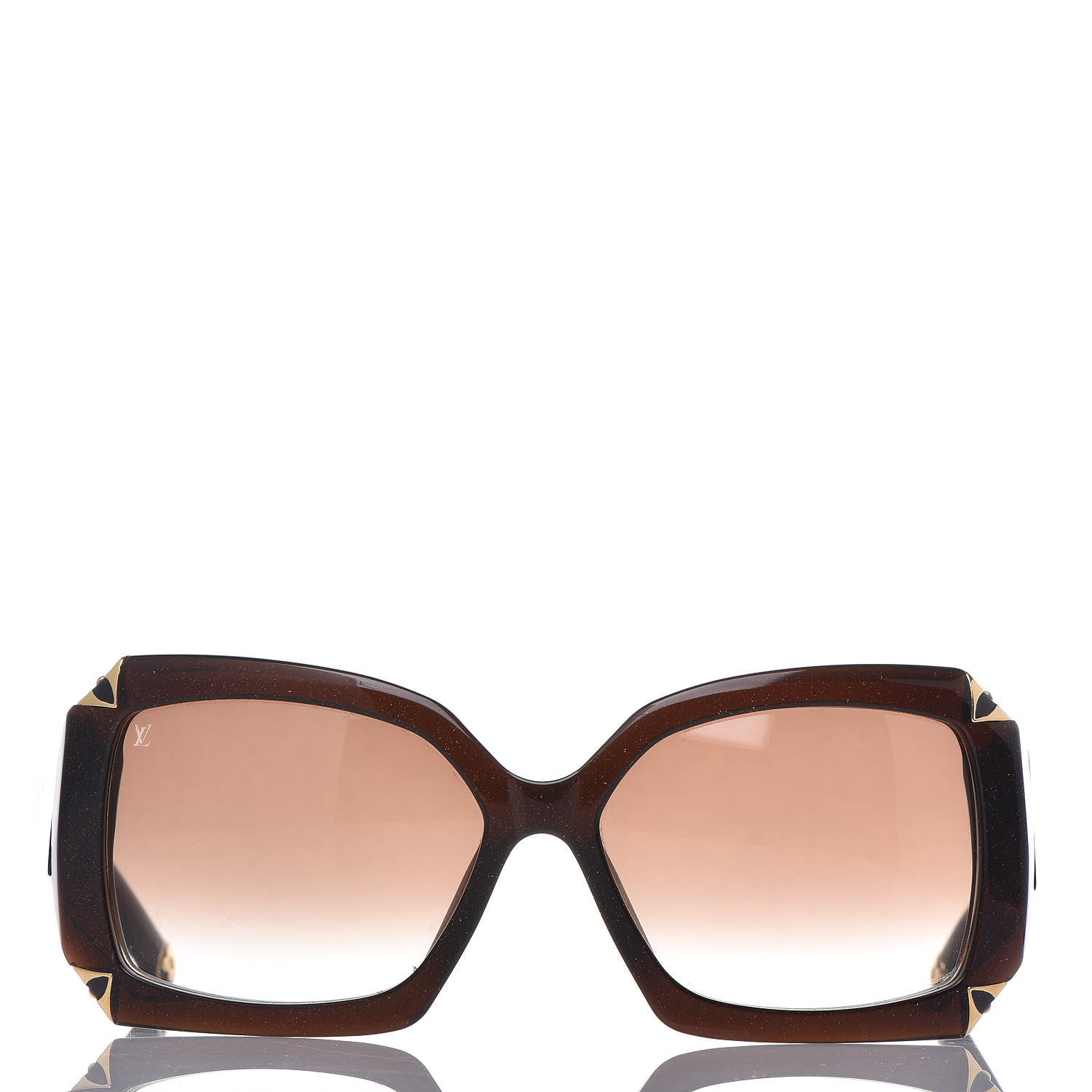 Louis Vuitton Hortensia Cat Eye Sunglasses Z0366W Brown Glitter