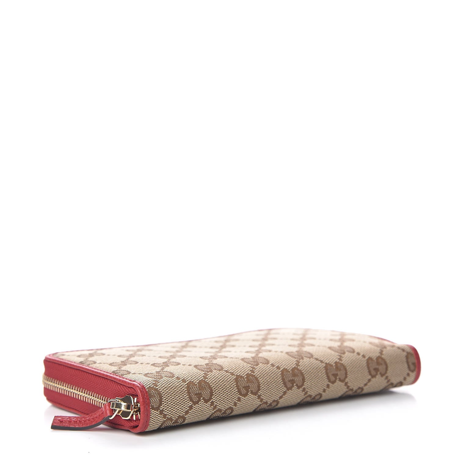 Gucci Monogram Dollar Calfskin Zip Around Wallet Beige Ebony Rosso 4 of 8