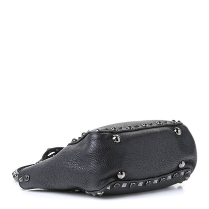 Valentino Garavani Pebbled Calfskin Onyx Mini Rockstud Rolling Tote Black 3 of 7