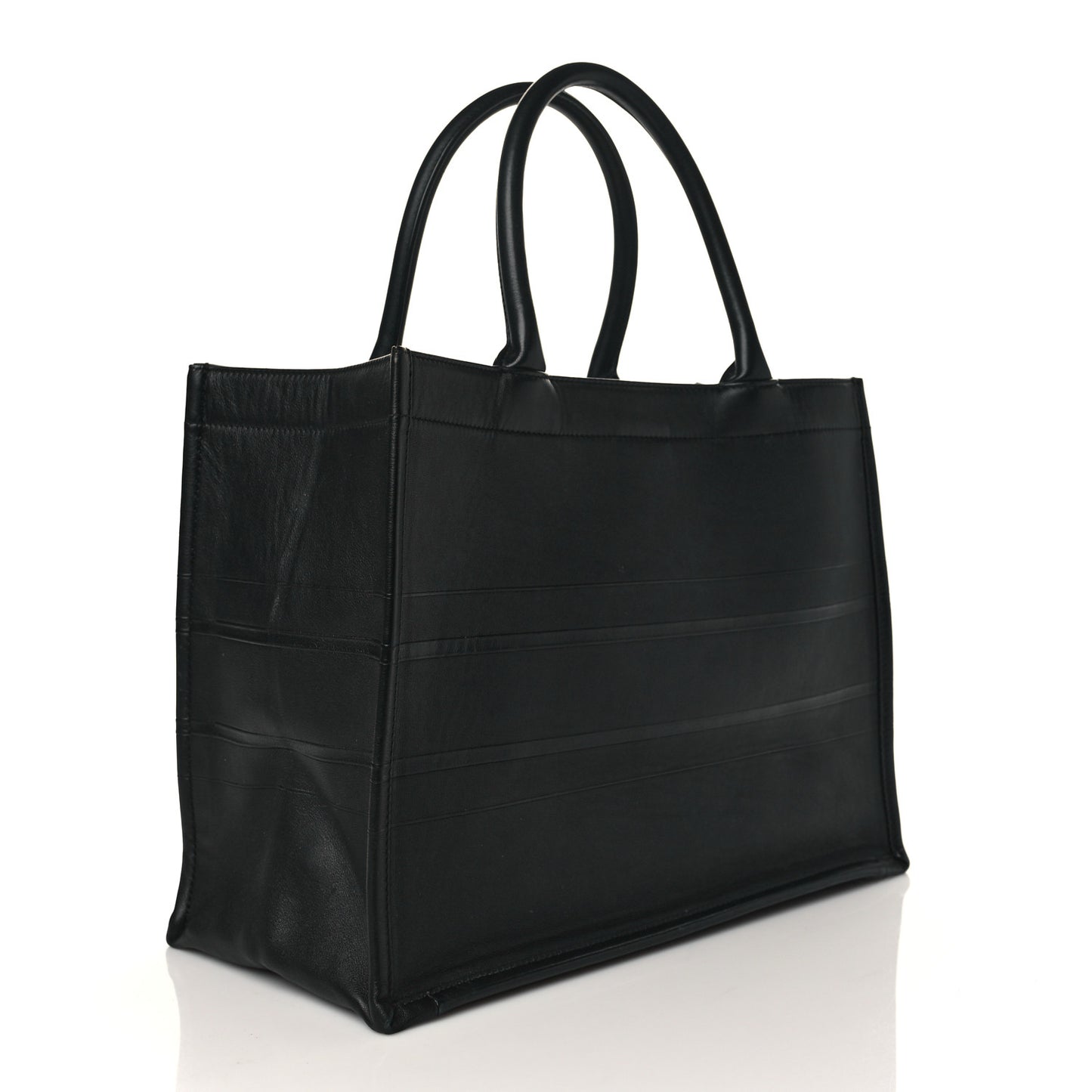 Calfskin Embossed Medium Book Tote Black