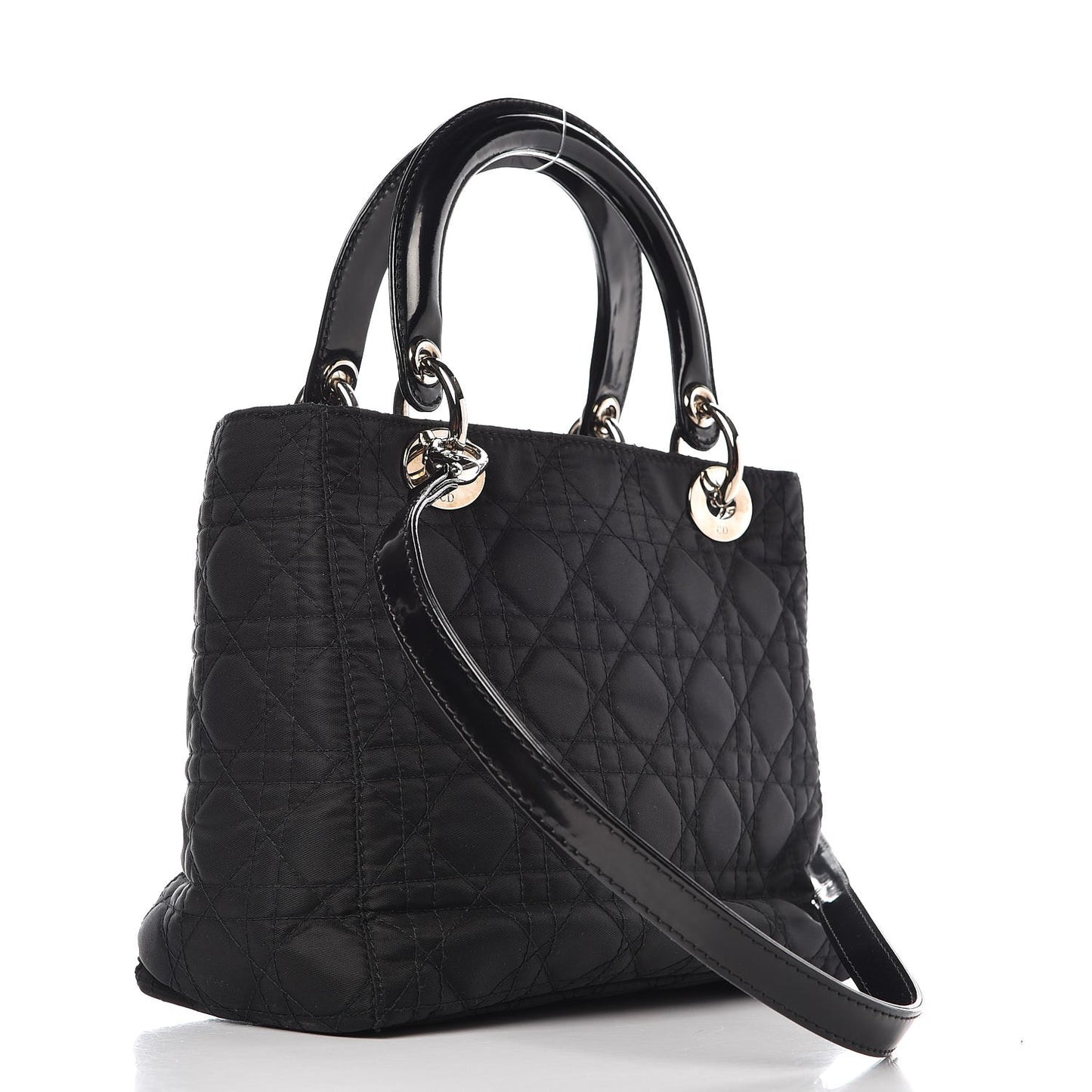 Nylon Cannage Medium Lady Dior Black