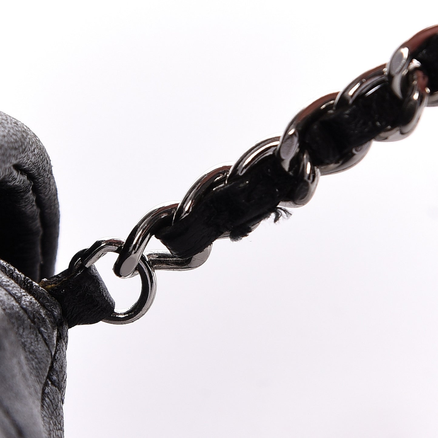 Lambskin Half Moon Wallet On Chain WOC Black