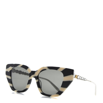 Gucci Acetate Crystal Embellished Cat Eye Sunglasses GG0641S Black Off White 1 of 8
