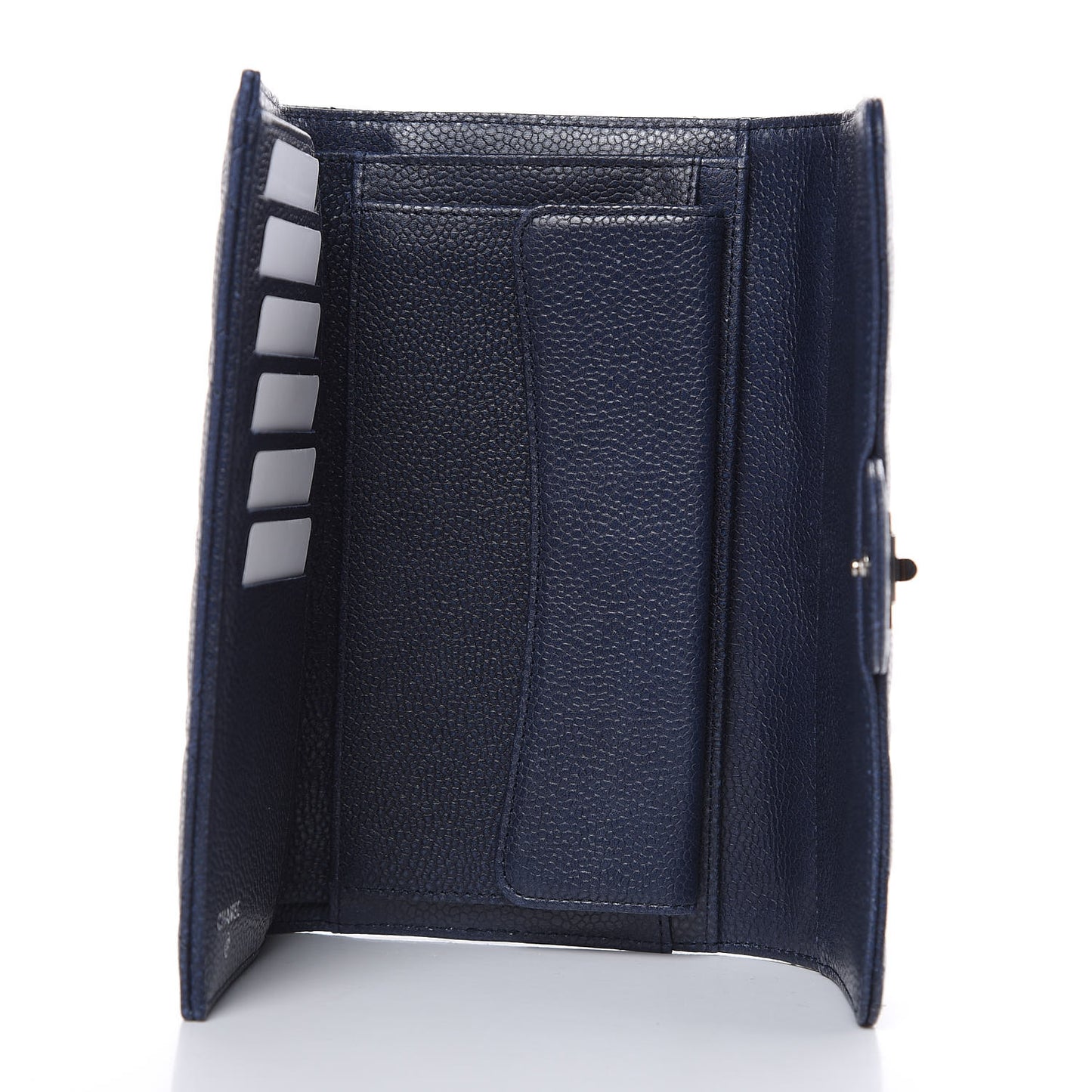Metallic Caviar Quilted Reissue Long Flap Wallet Navy Blue