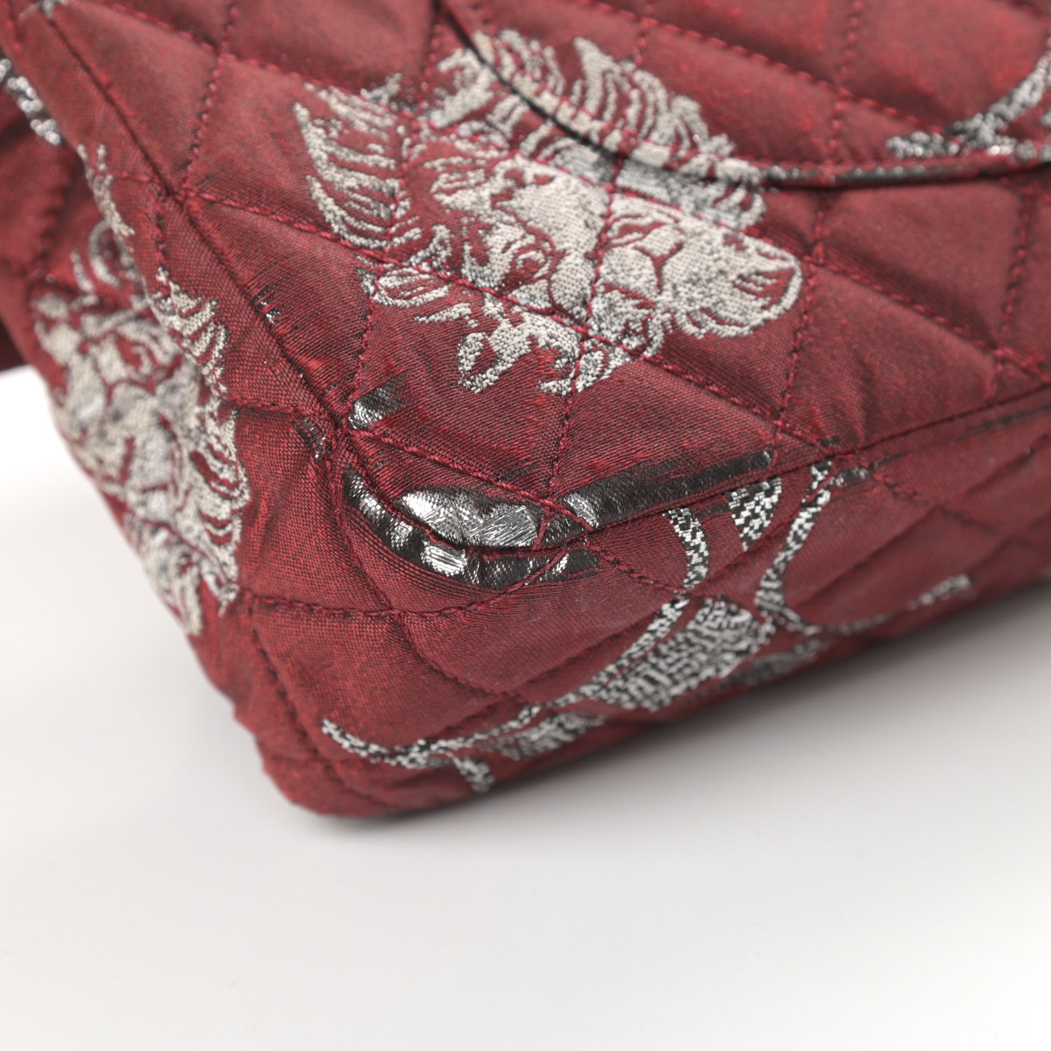 Chanel Metallic Brocade Quilted Medium Double Flap Rouge Argent 12 of 16
