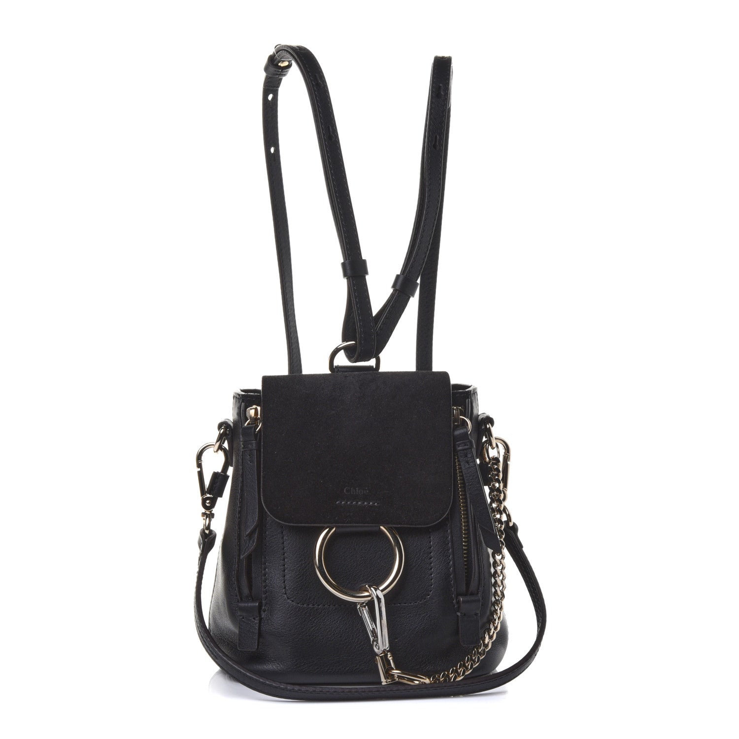 Chloe Suede Calfskin Mini Faye Backpack Black 1 of 5