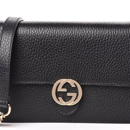 Gucci Dollar Calfskin Interlocking G Chain Wallet Black 10 of 12